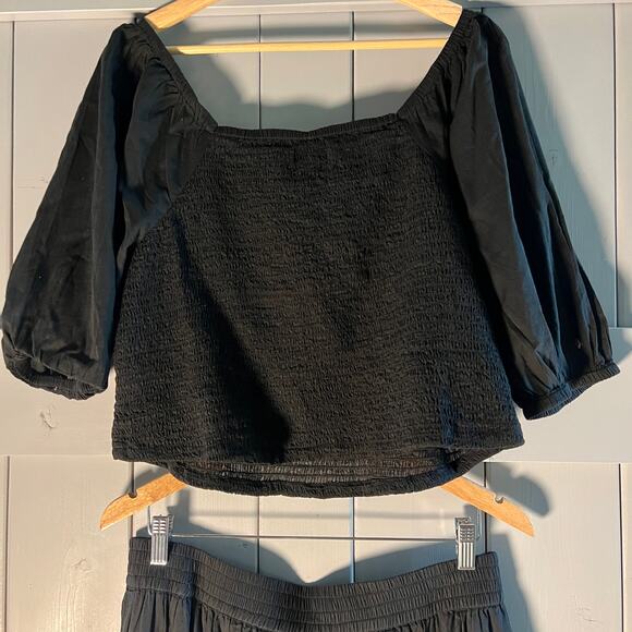 Able‎ Erna Smocked Blouse and Harper Tiered Maxi Skirt Set Black Size XL NEW - Picture 8 of 11